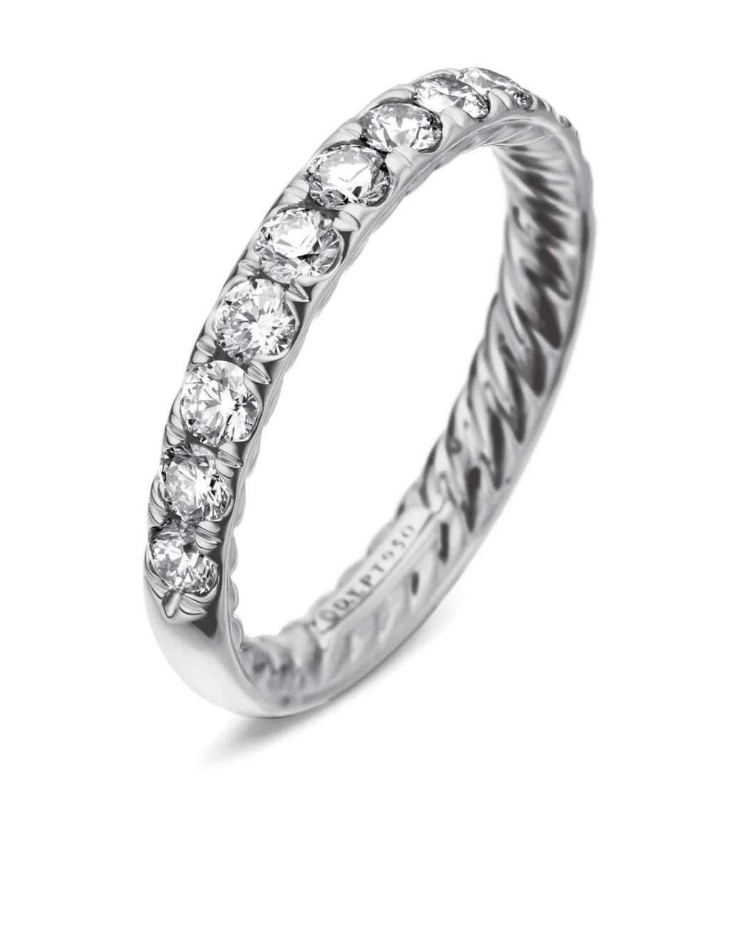 David Yurman White Platinum Dy Eden Partway Diamond Band Ring (2.8Mm)