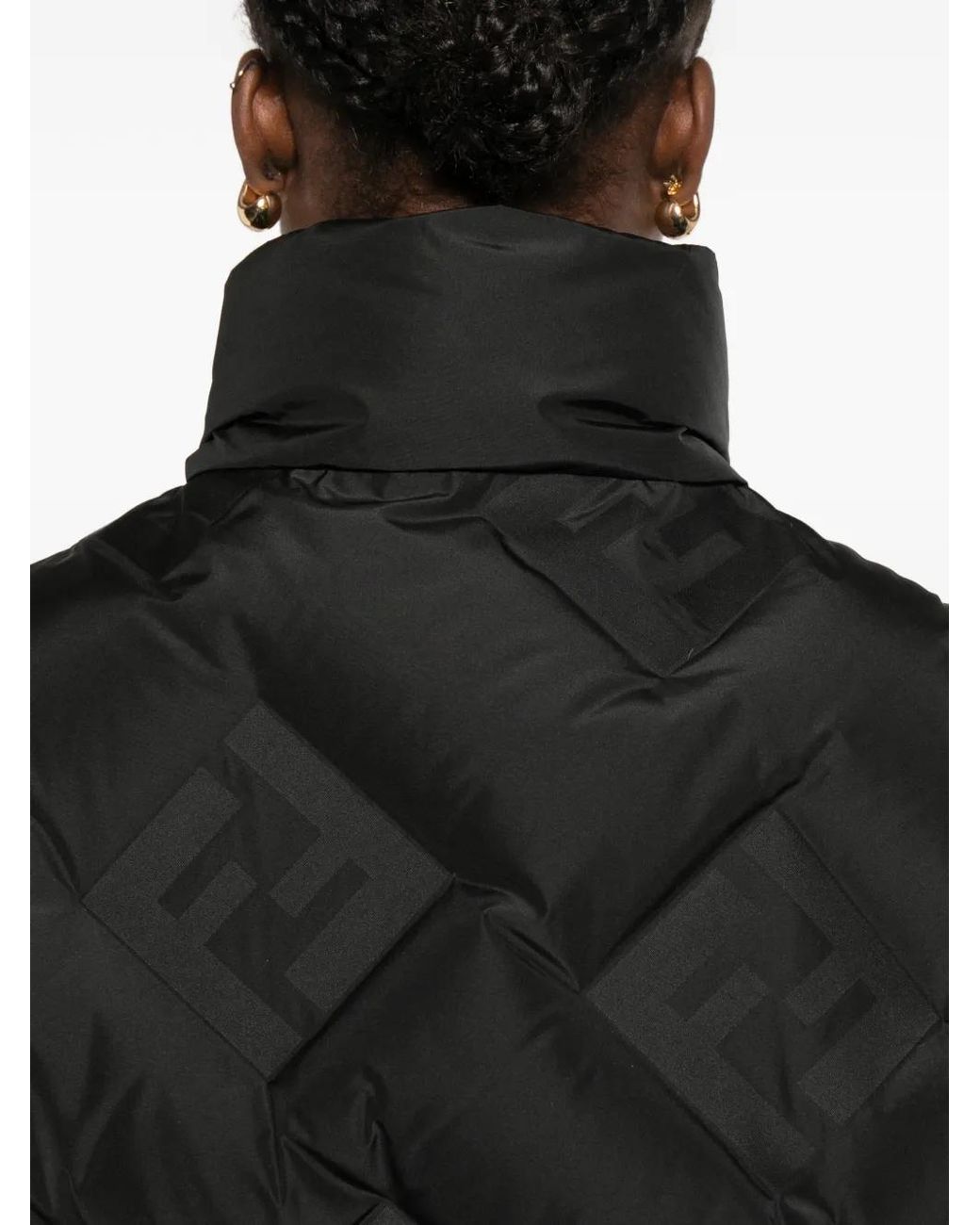 Fendi Black Puffy Jacquard Gilet