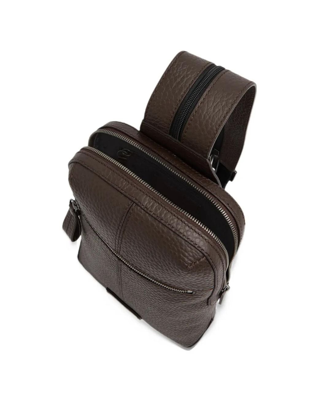 The Bridge Brown Grained Leather Backpack for men