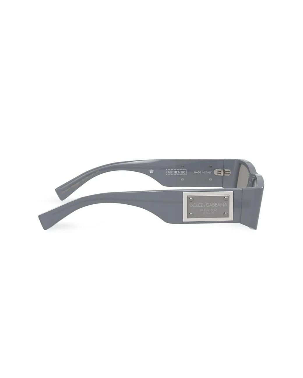 Dolce & Gabbana Gray Rectangle-Frame Logo-Plaque Sunglasses for men