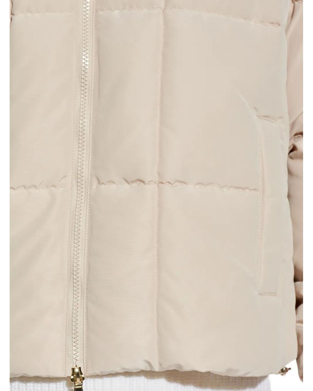 EA7 Natural Quilted Hooded Puffer Jacket
