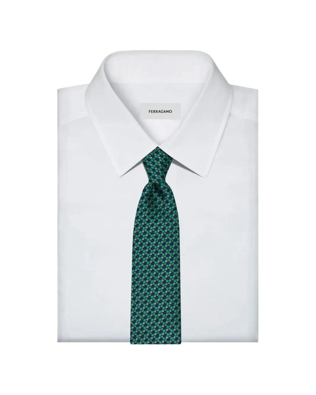 Ferragamo Green Murrina Print Jacquard Tie for men