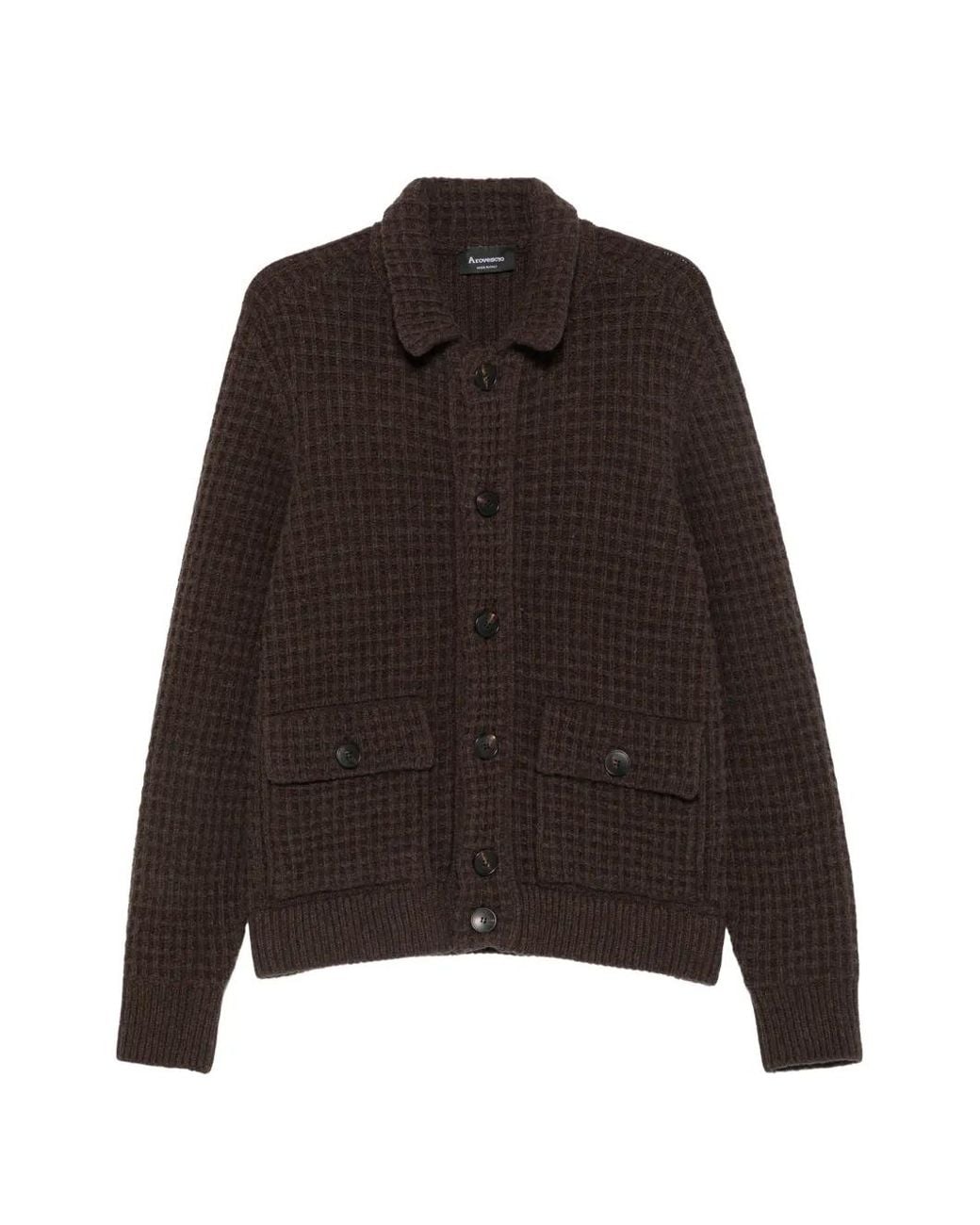 AROVESCIO Brown Waffle-Knit Button-Up Jacket for men
