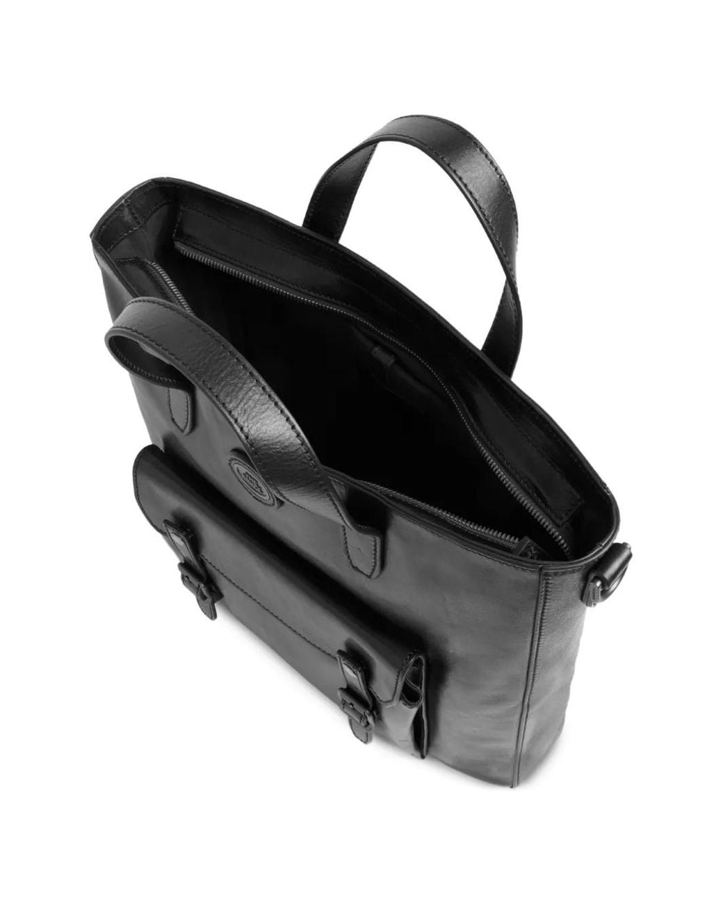 The Bridge Black Buckle-Detail Leather Briefcase for men