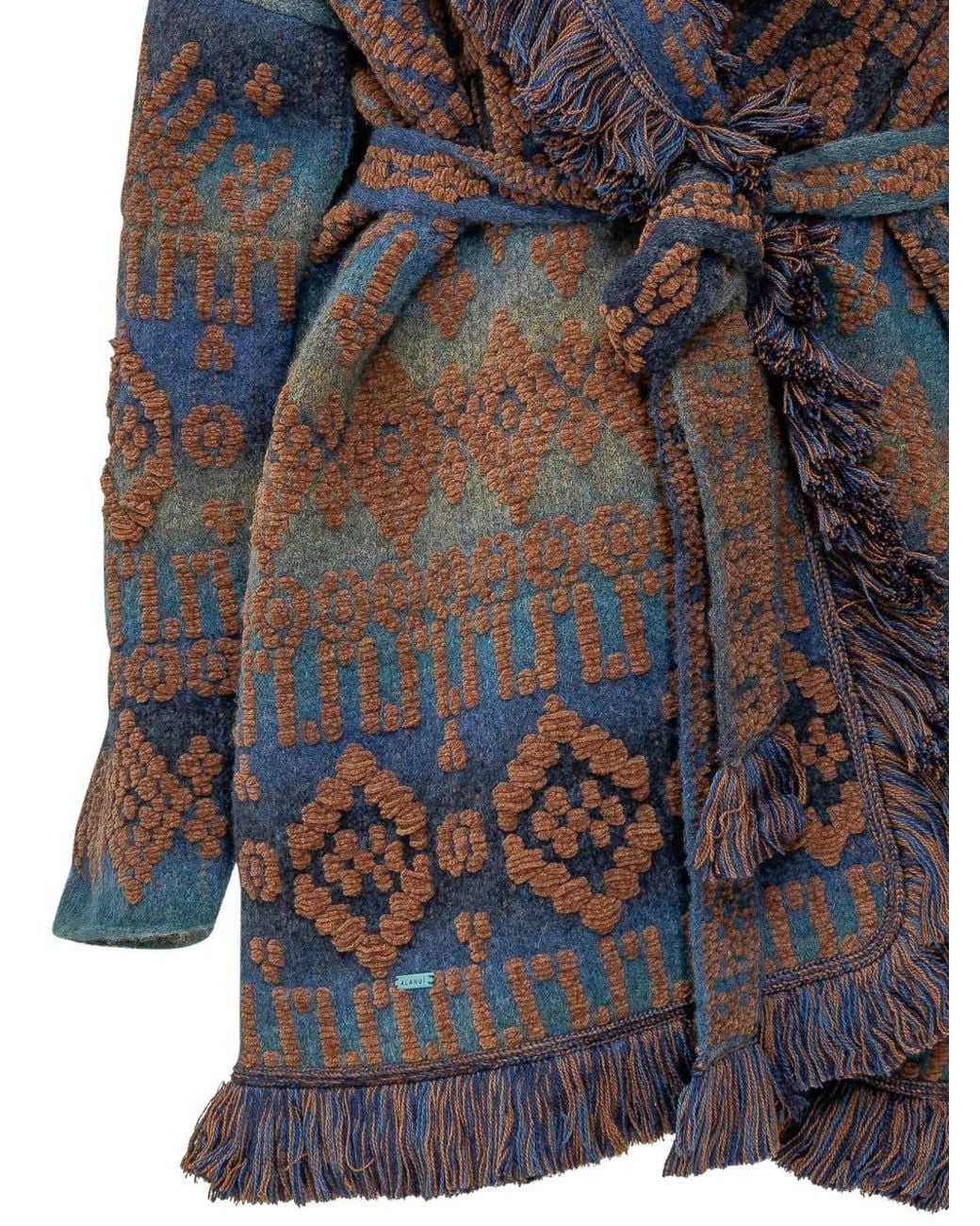 Alanui Blue Western Beat Fringed Cardi-Coat