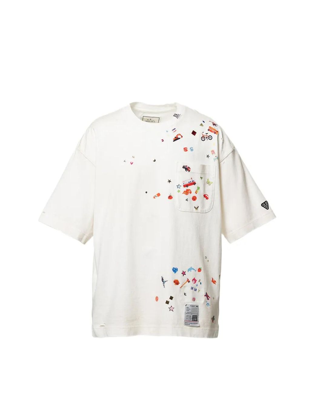 Maison Mihara Yasuhiro White T-Shirt Imprimé À Effet Usé for men