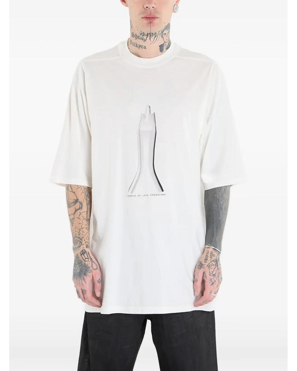 Rick Owens White Graphic Jumbo T-Shirt for men