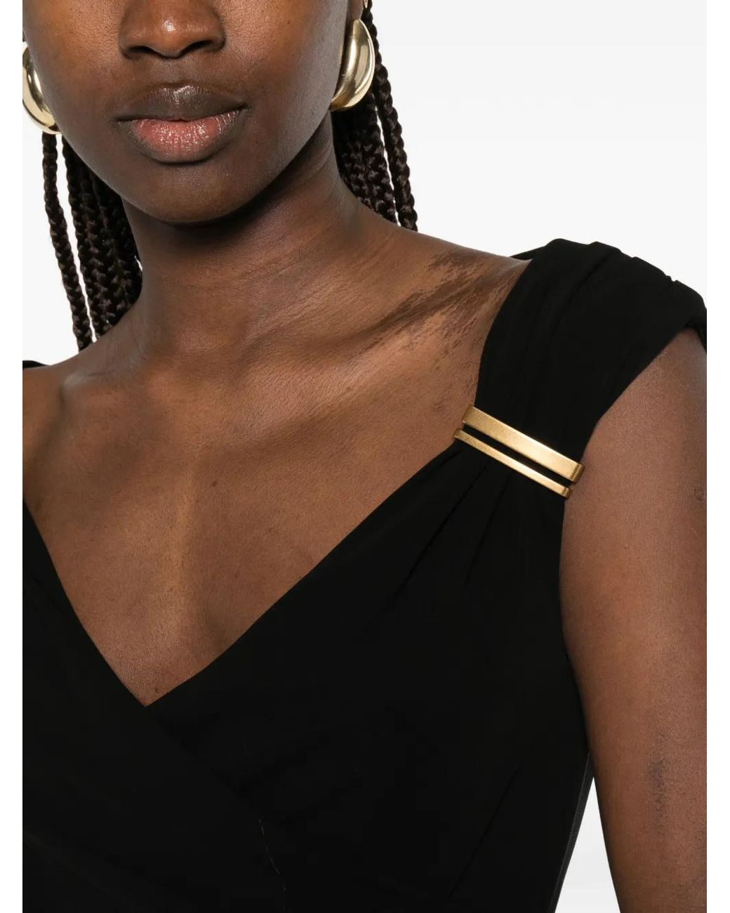 Max Mara Black Ruched-Detail Draped Dress