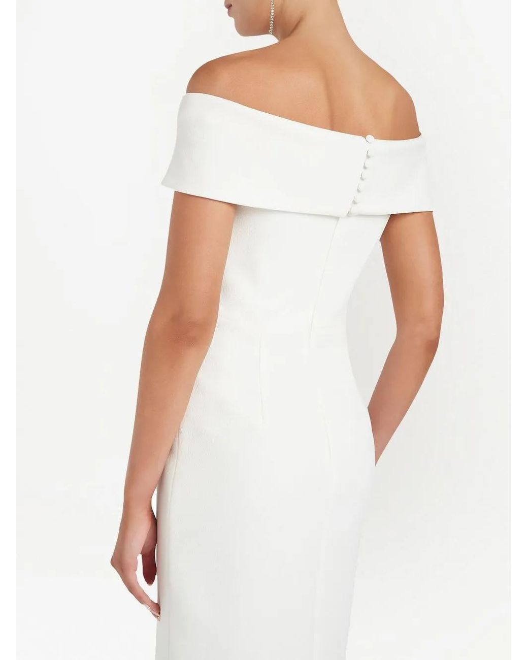 Rebecca Vallance White Amore Off-Shoulder Midi Dress