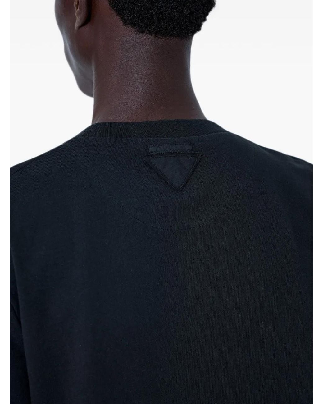 Prada Blue Logo-Motif Short-Sleeve T-Shirt for men