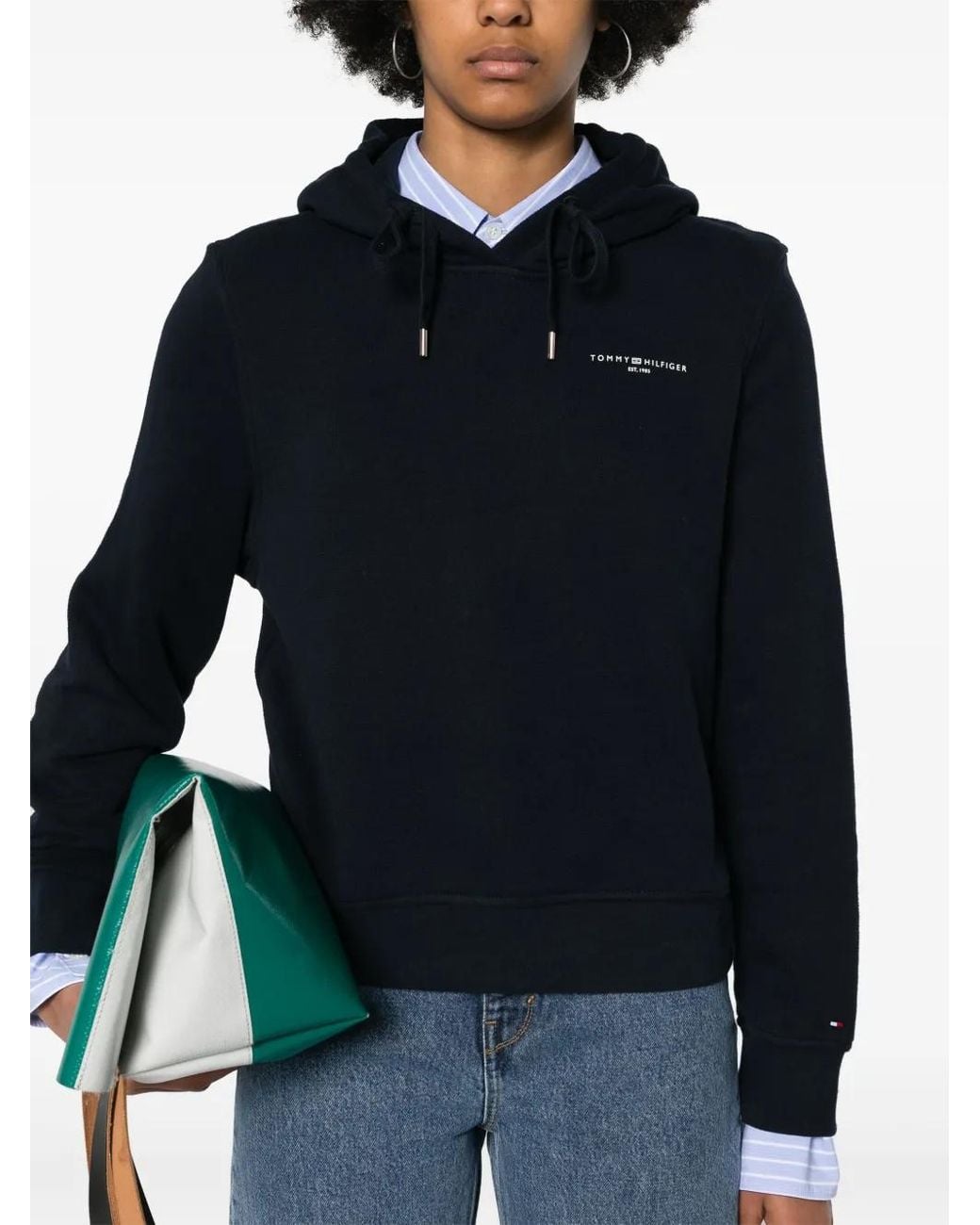 Tommy Hilfiger Blue Logo-Print Hoodie