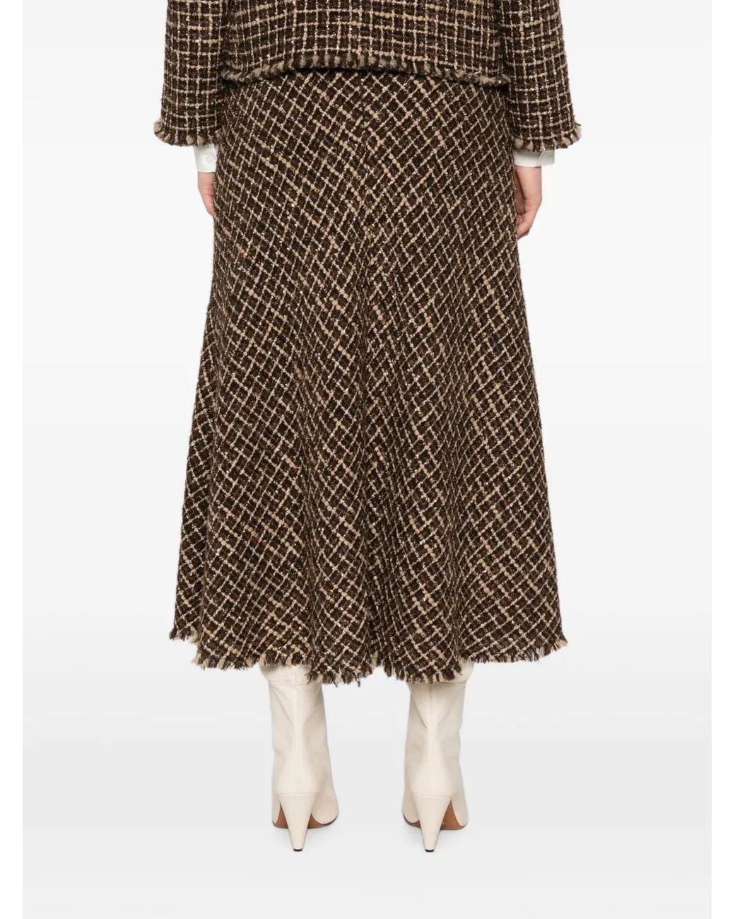 Andiata Brown Frayed-Edge Tweed Jacket