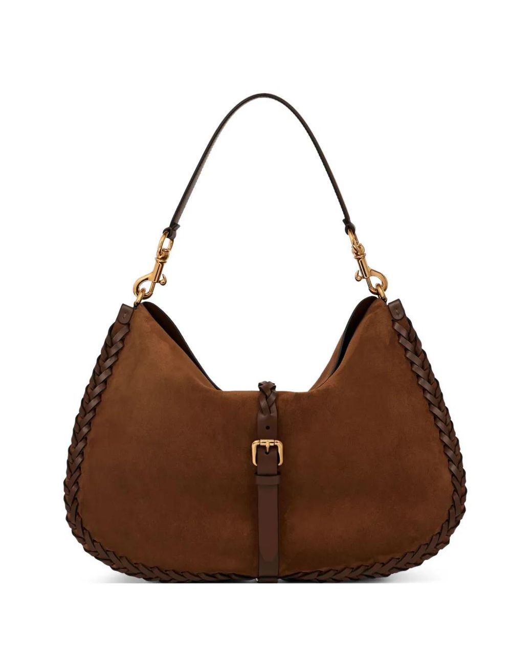 Etro Brown Maxi Suede Pony Bag With Threading