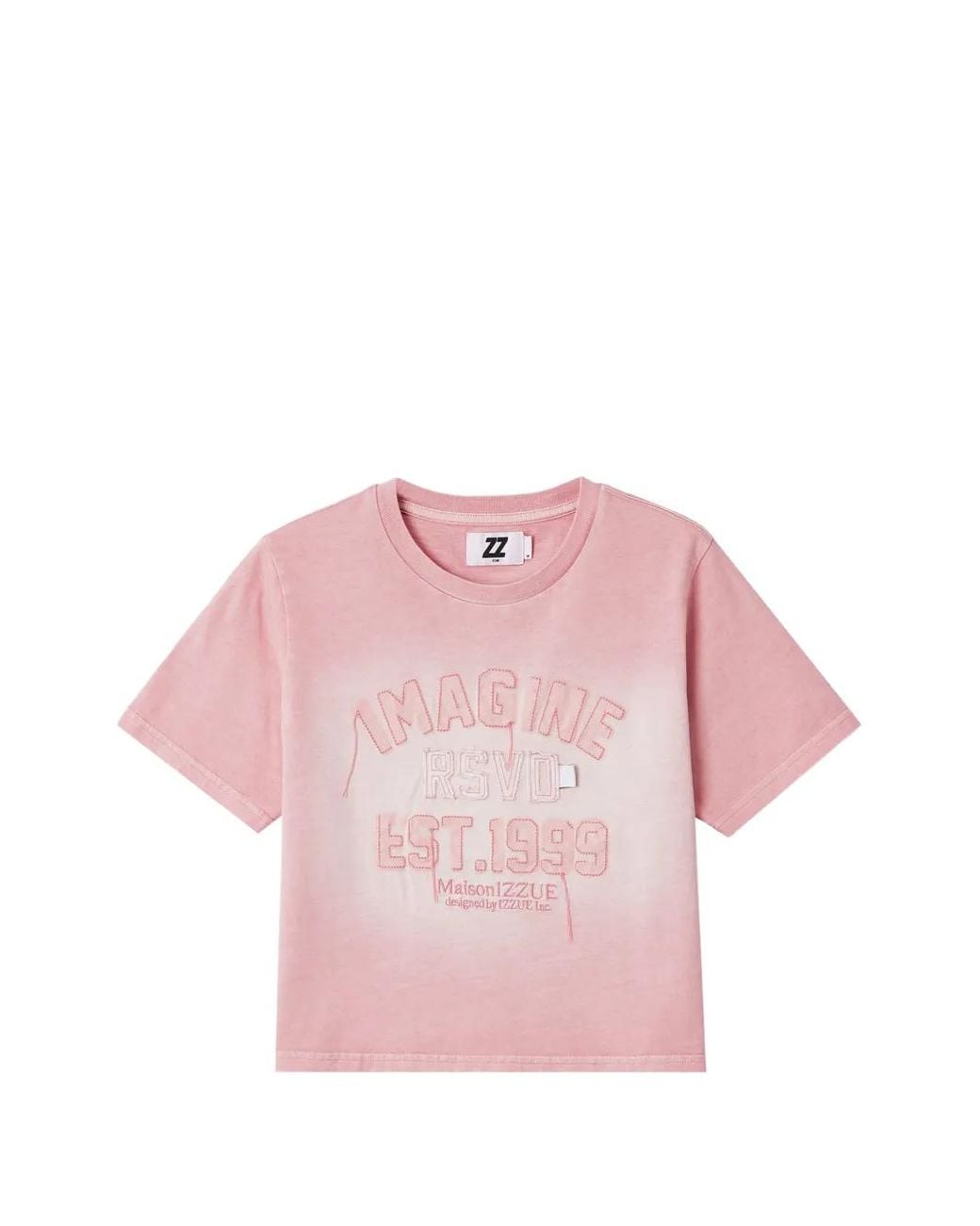 Izzue Pink Embroidered Cropped T-Shirt