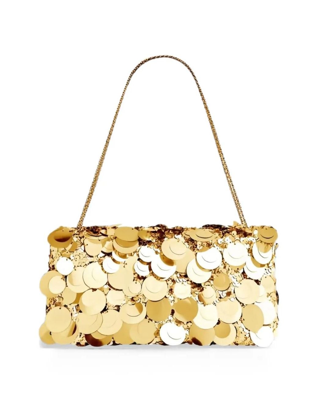 Rabanne Metallic Sparkle Sequin-Embellished Disc-Detail Shoulder Bag