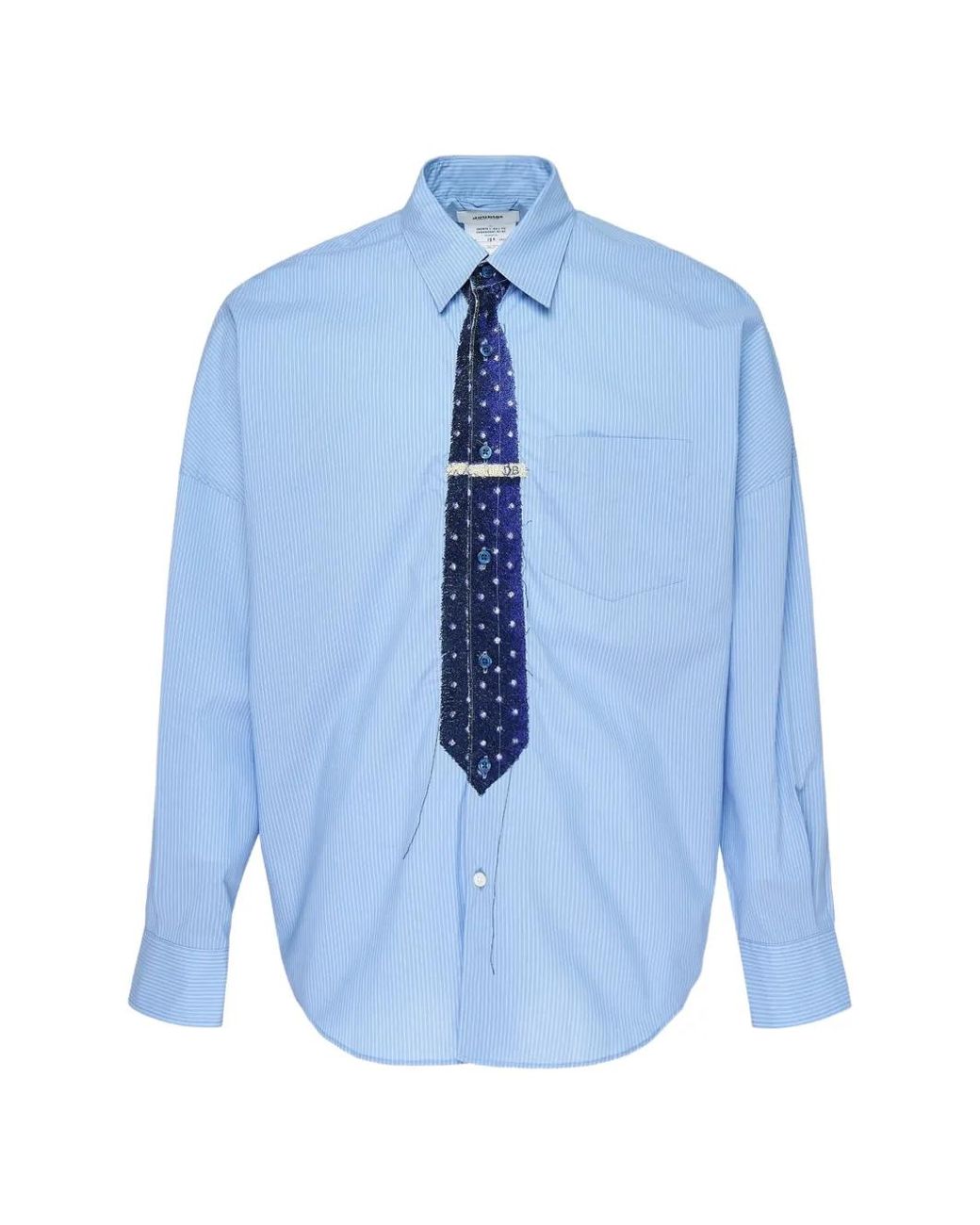 Doublet Blue Trompe L'Oeil Tie Embroidery Striped Shirt for men