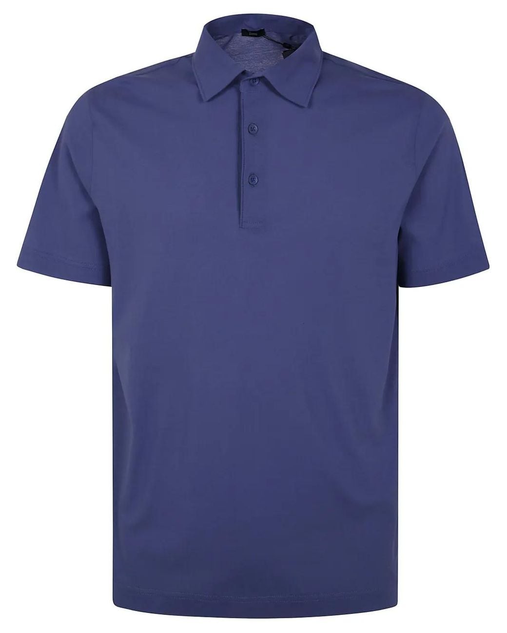Herno Blue Knitted Polo Shirt for men