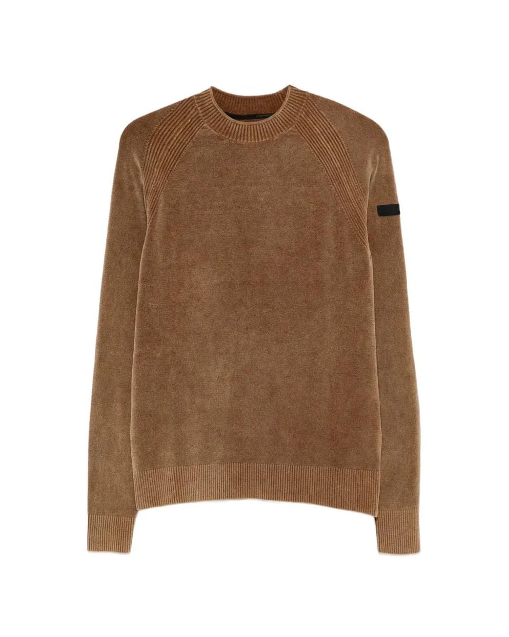 Rrd Brown Ribbed-Knit Raglan-Sleeve Sweater for men