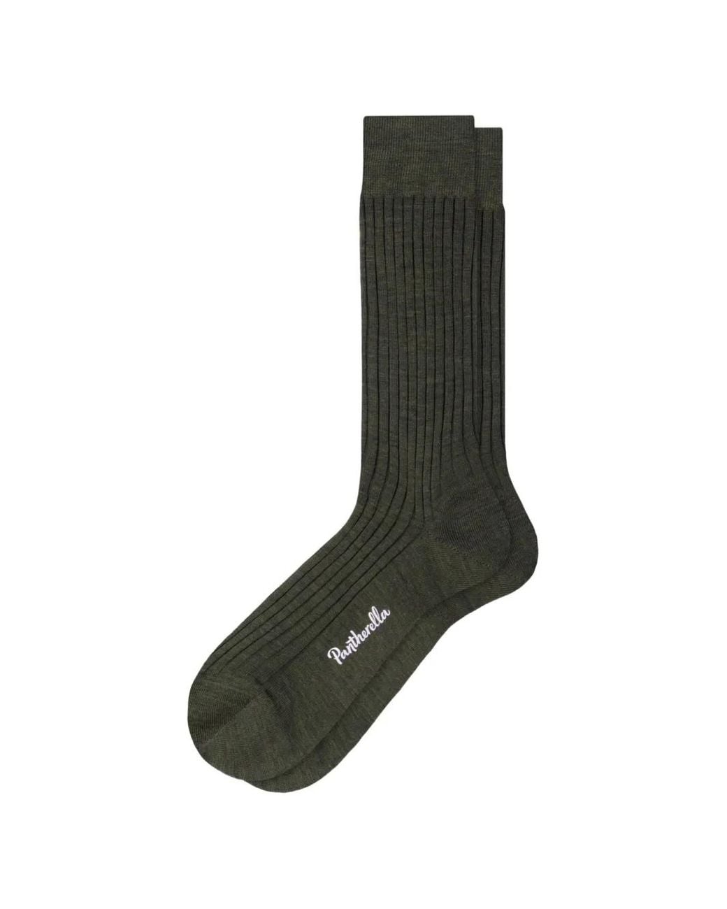 Pantherella Black Ribbed-Knit Socks for men