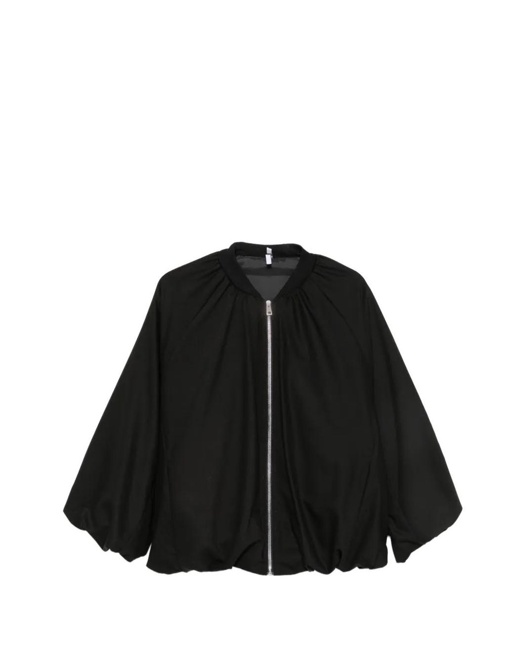 Imperial Black Ruched Zip-Up Bomber Jacket