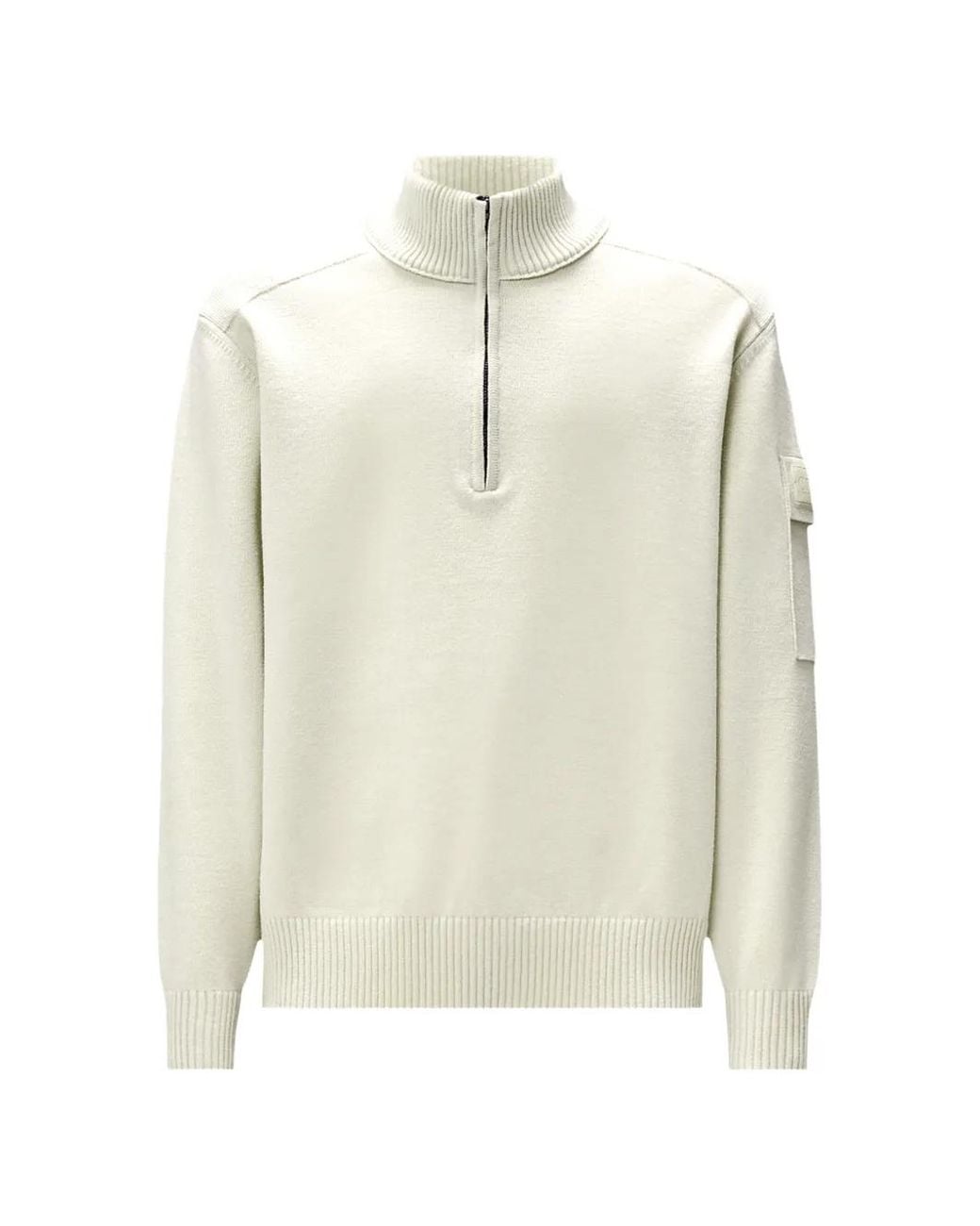 C P Company White Metropolis Series Extrafine-Merino-Wool Half-Zip Sweater for men
