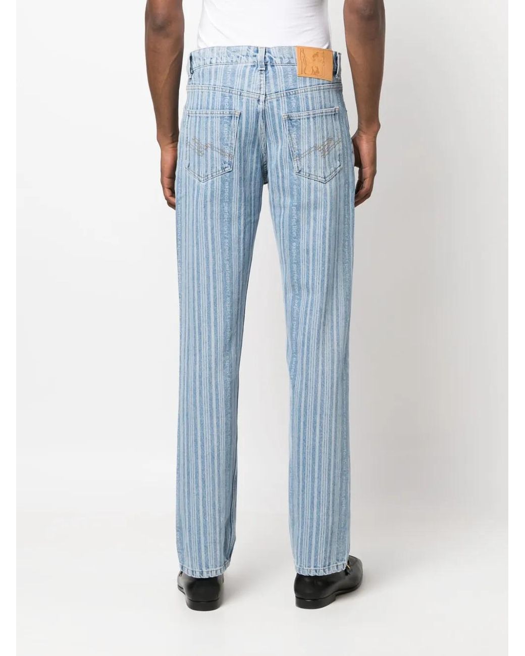 Martine Rose Blue Striped Straight-Leg Jeans for men