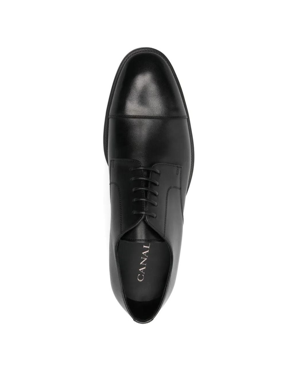 Derby Stringate Con Punta A Contrasto di Canali in Black da Uomo