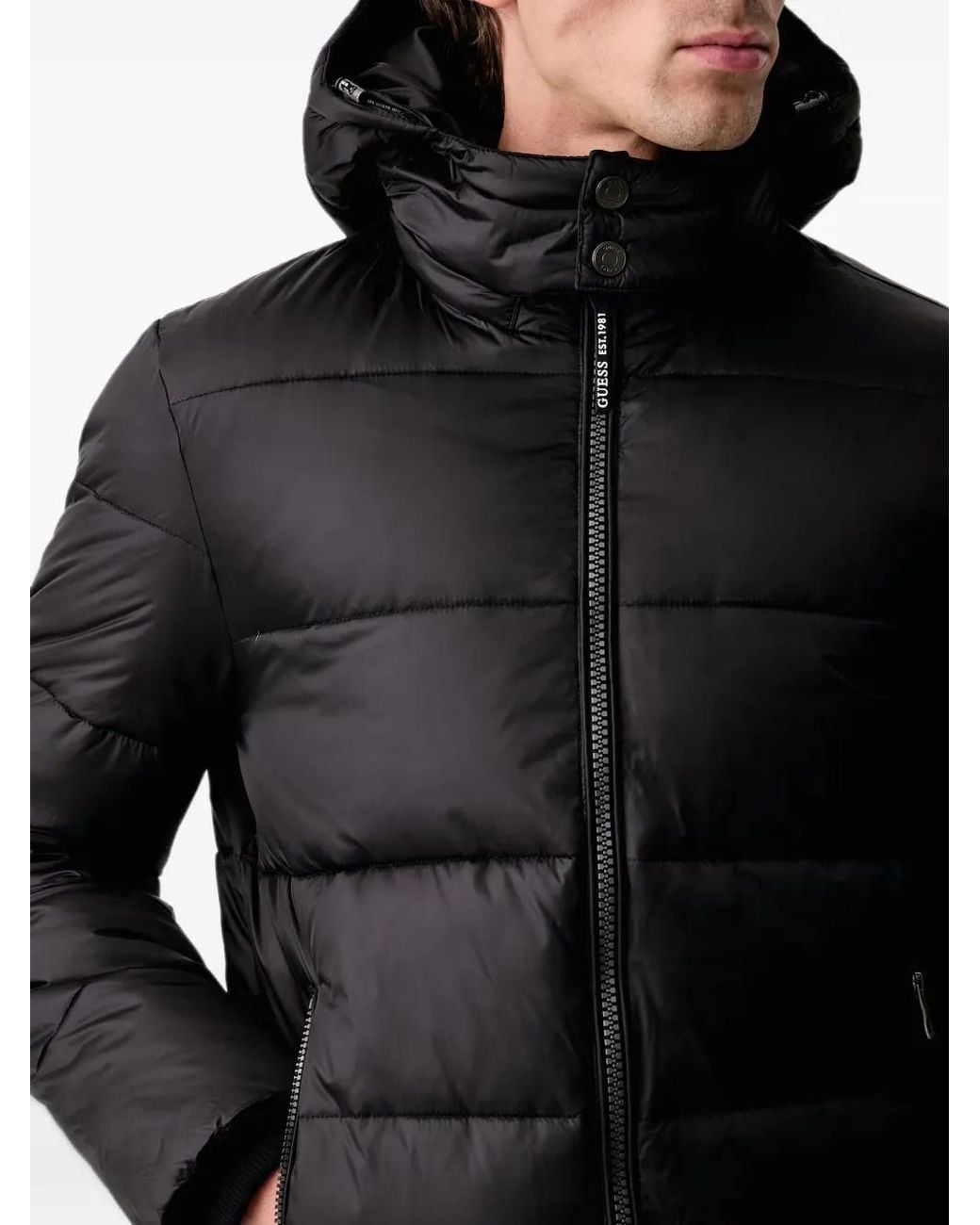 Guess Black Metallized Puffer Jacket for men