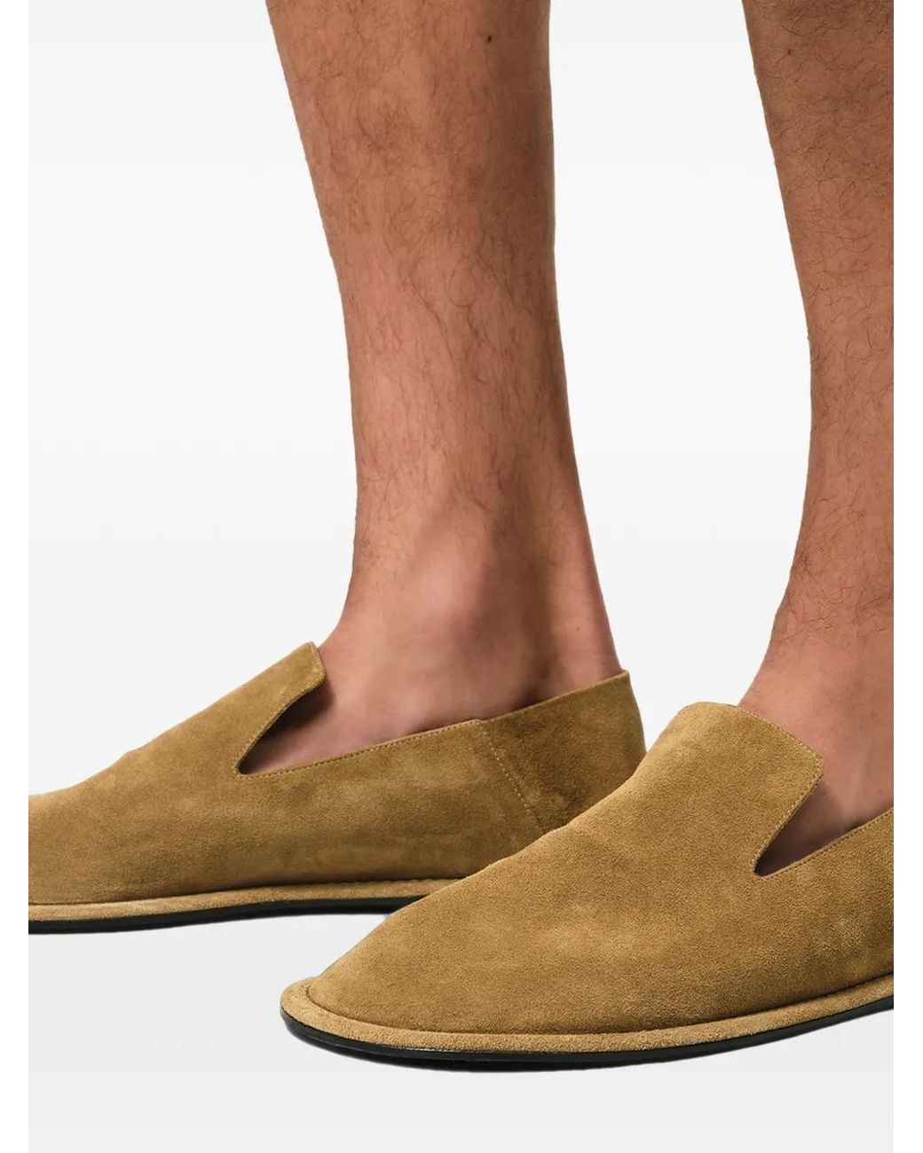 AMI Brown Cow Leather Midi Slippers