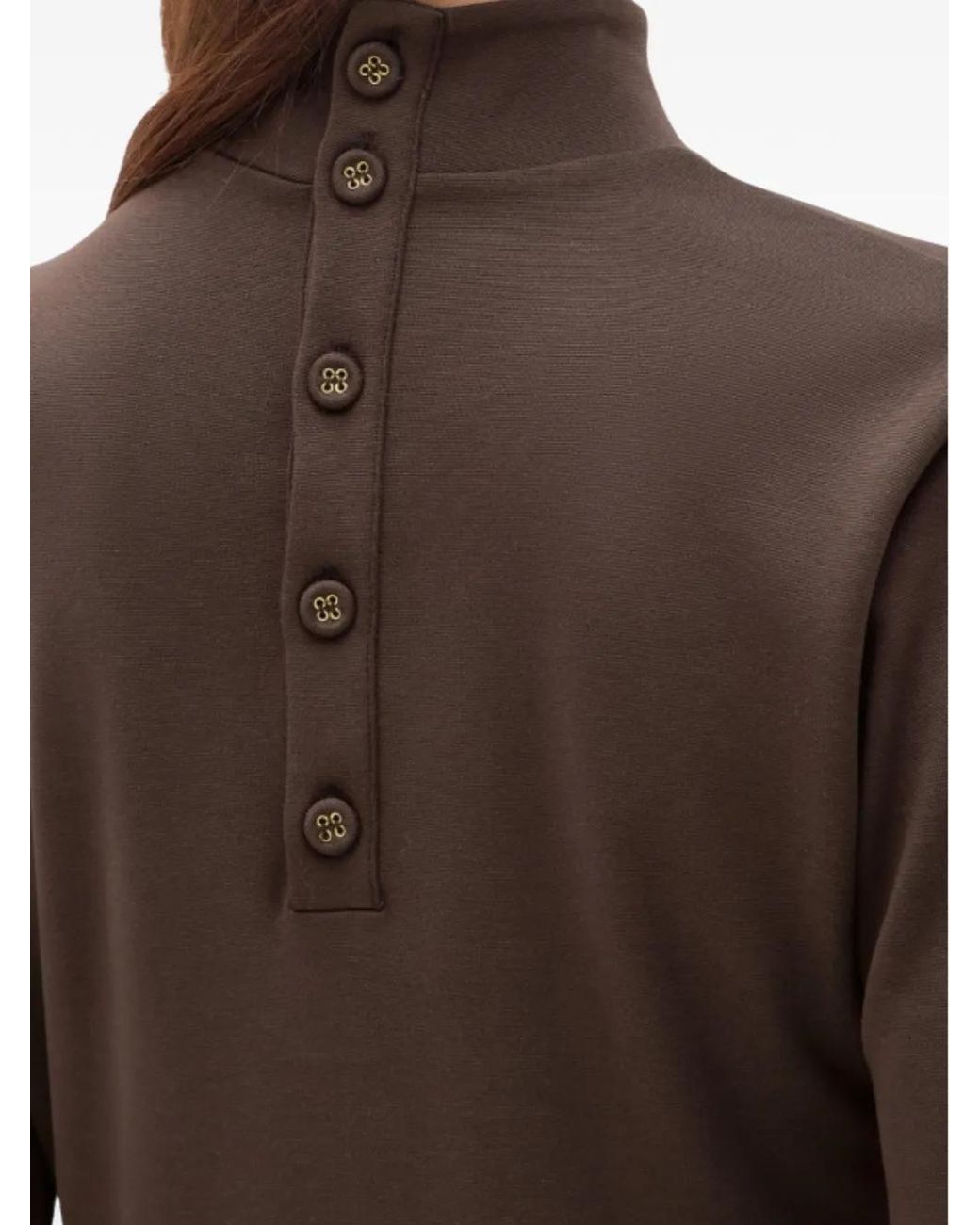 Blugirl Blumarine Brown Button Cutout Jersey Dress