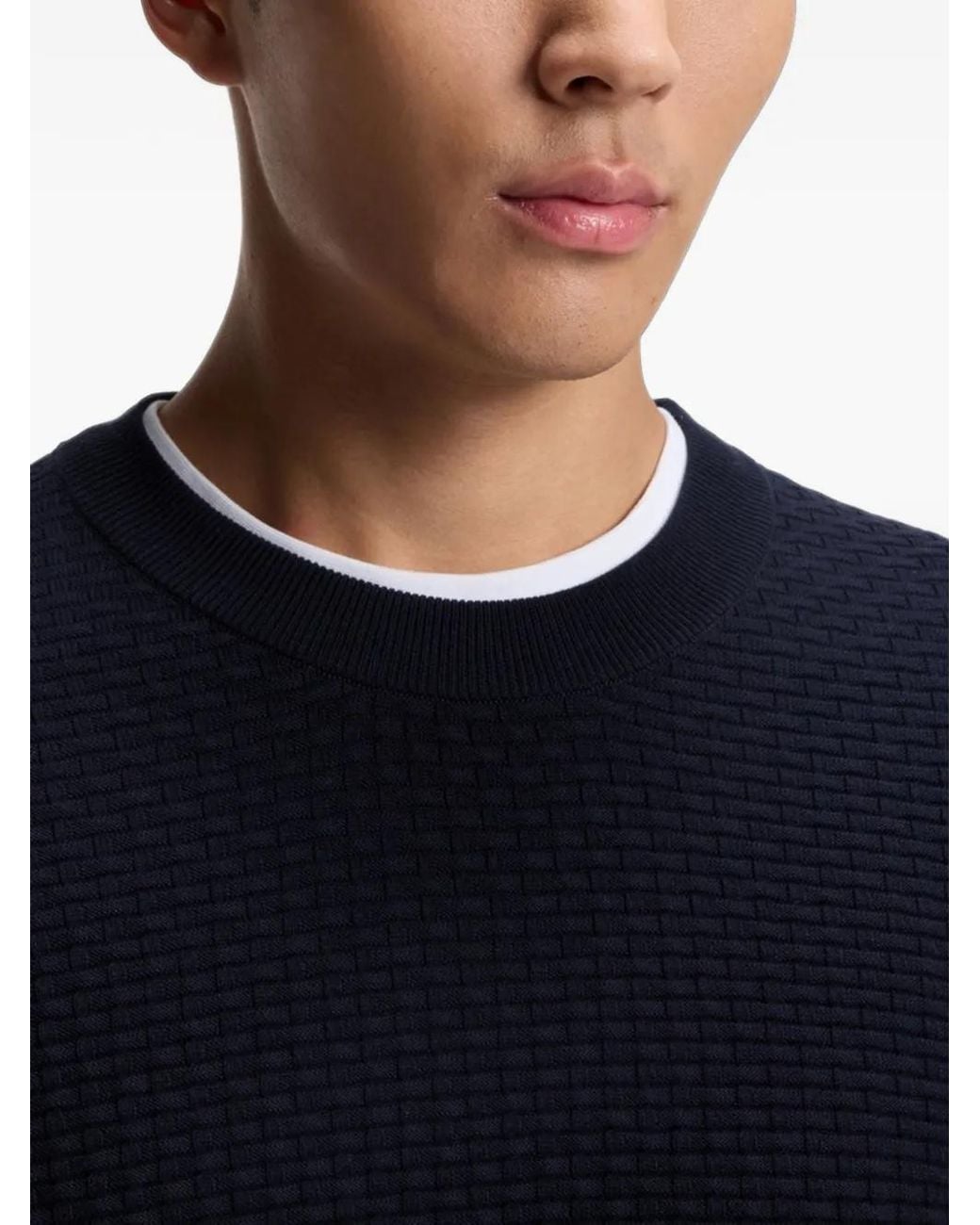 Boss Black Cotton Sweater With Knitted Structure for men