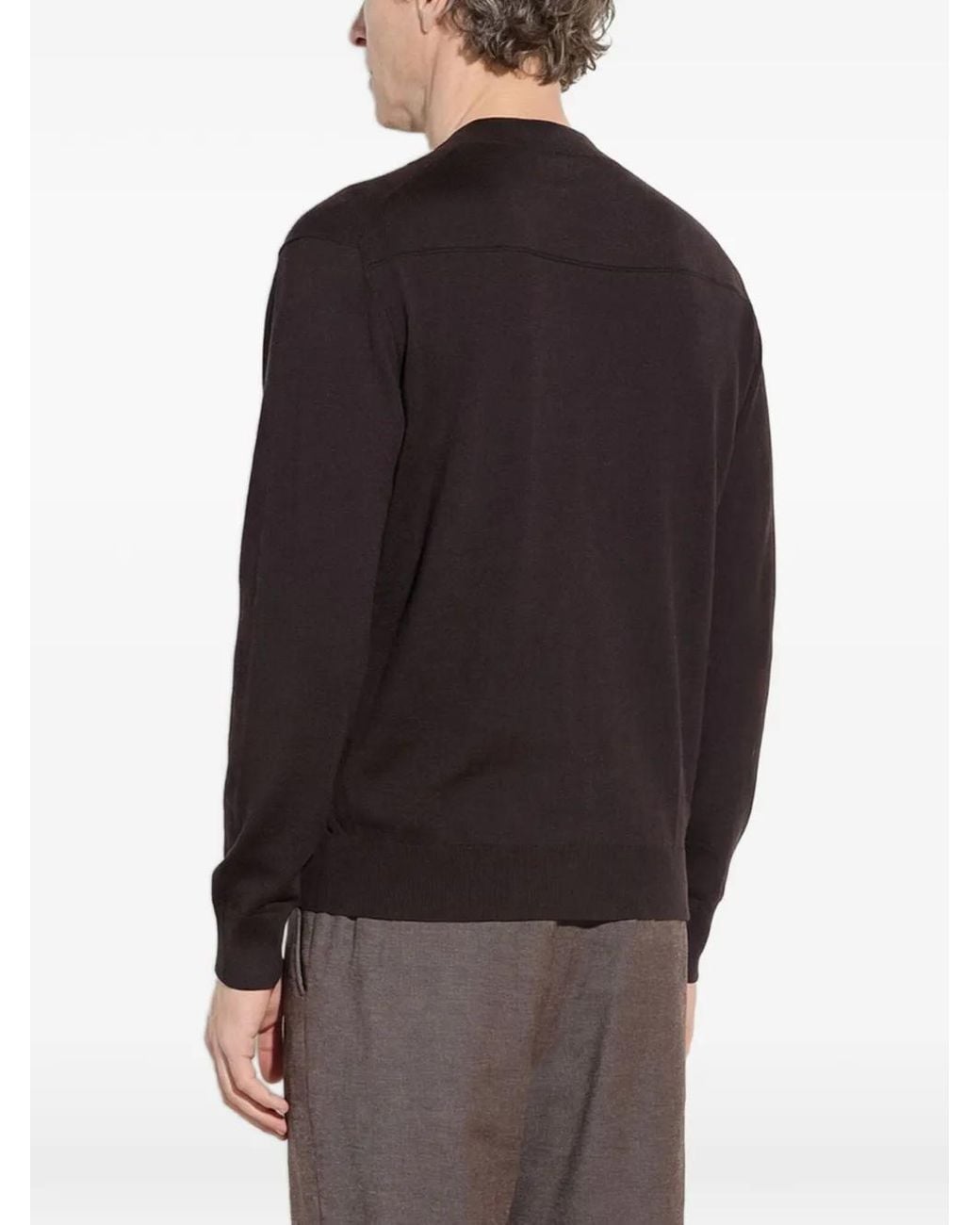 Paolo Pecora Black Crew-Neck Wool Sweater for men