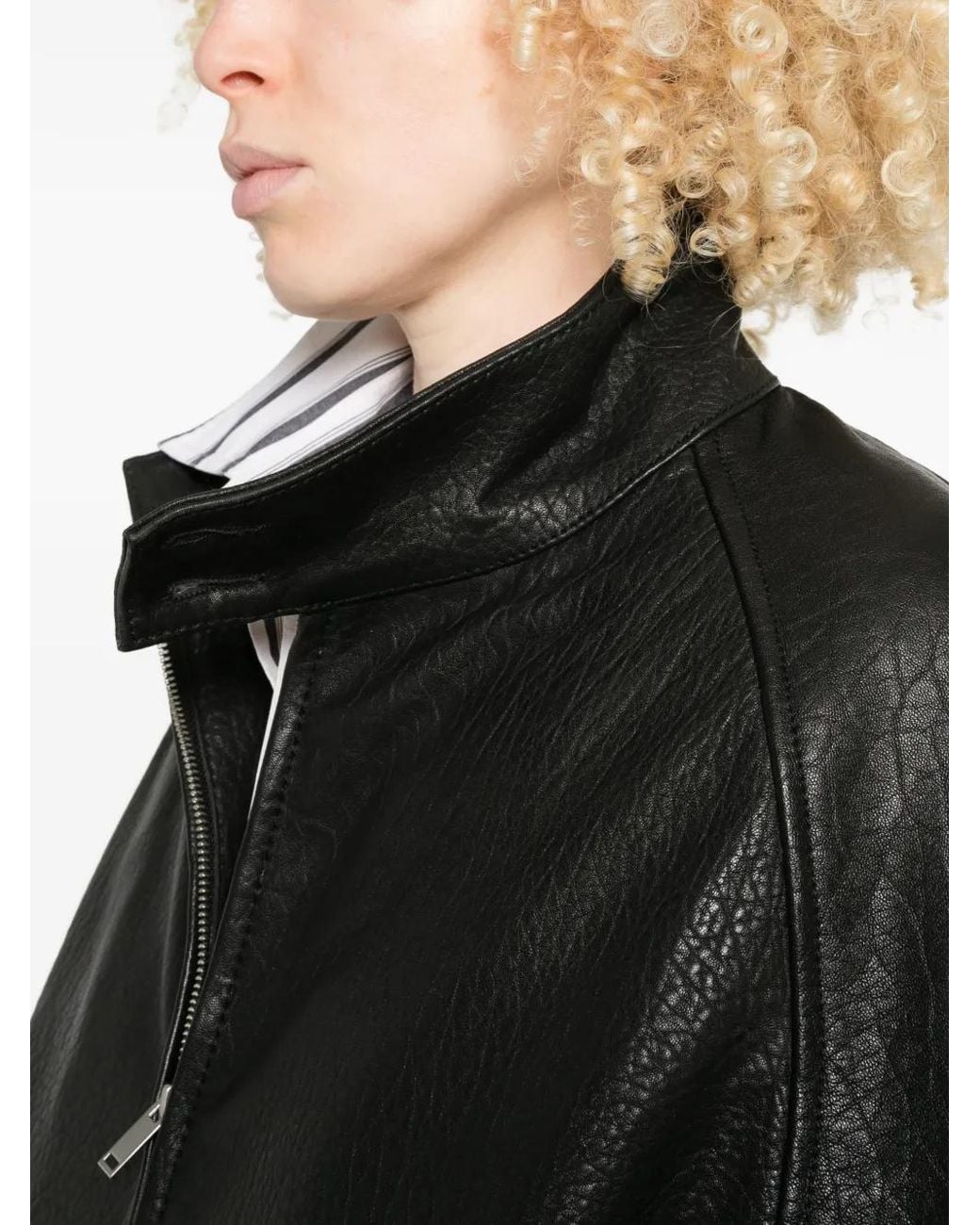 Studio Nicholson Black Zip-Up Bomber Jacket