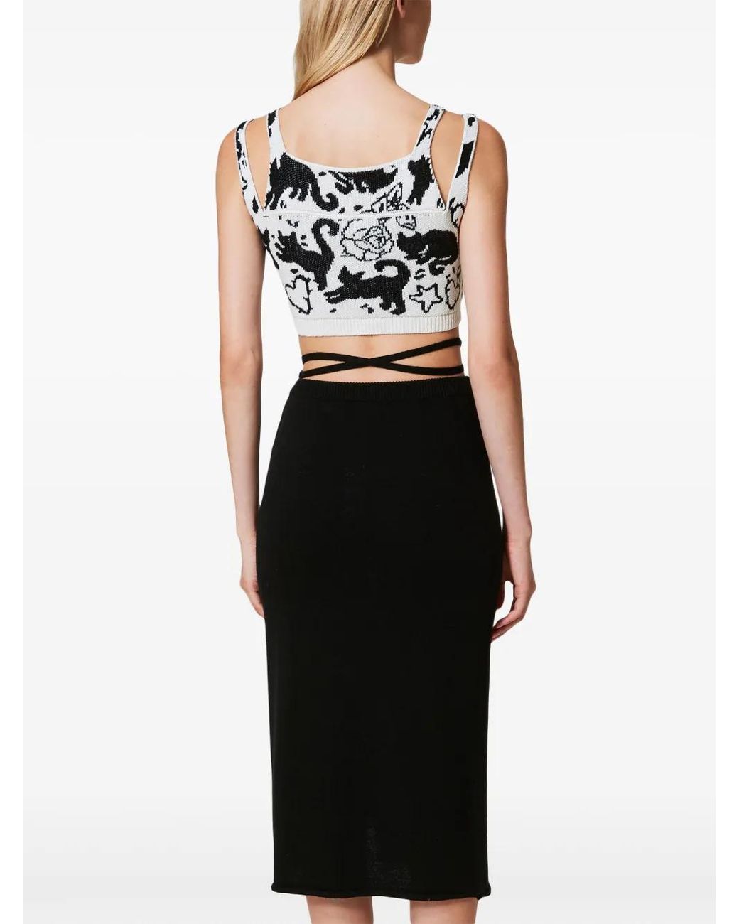 Twinset Black Jacquard Midi Skirt