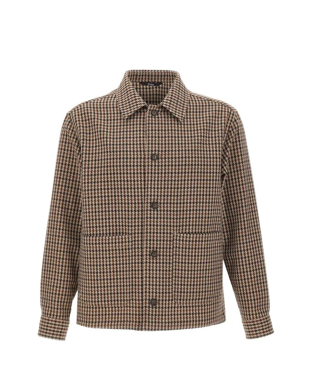 Boss Brown Relaxed-Fit Wool-Blend Jacket With Vichy Check for men
