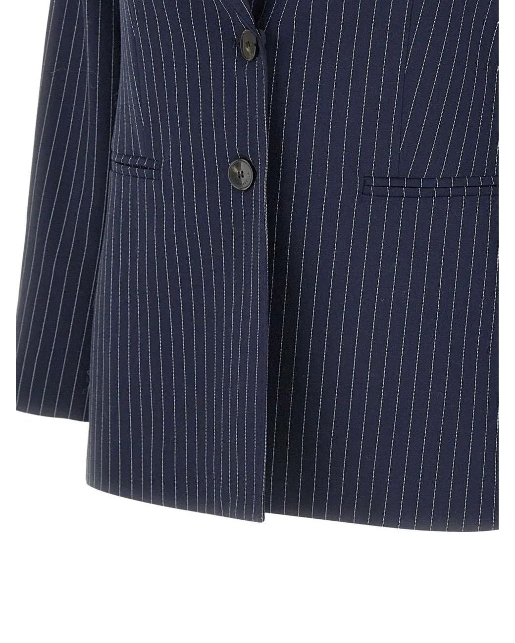 Marella Blue Pinstripe-Print Blazer