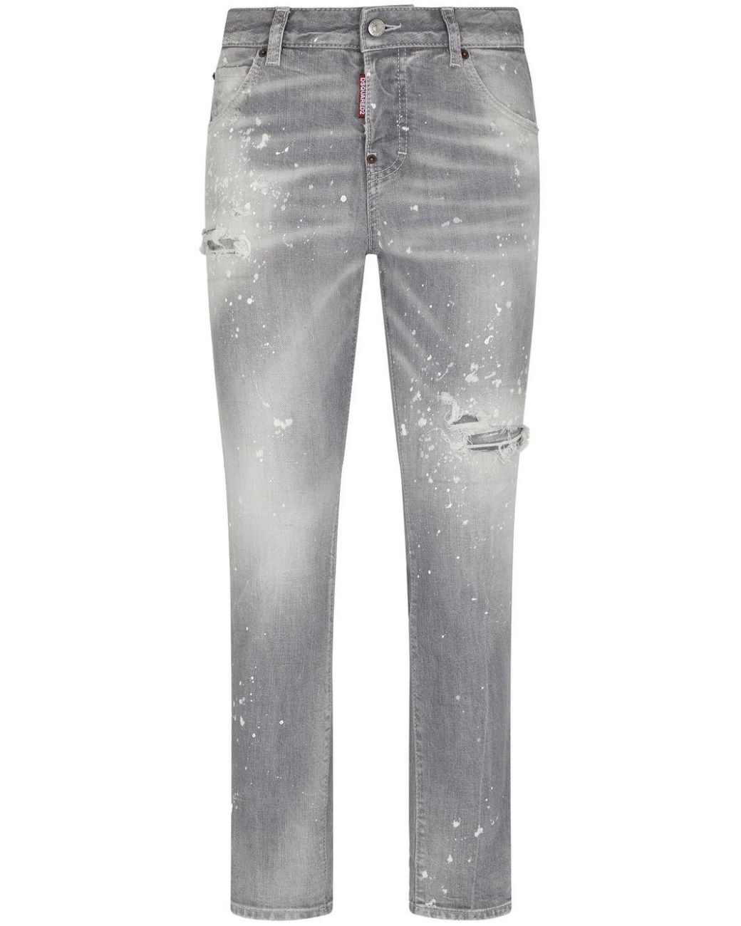 DSquared Paint splatter Ripped Jeans in Grey Lyst UK