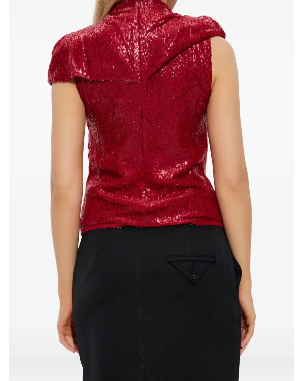 Self-Portrait Red Top With Lurex Thread