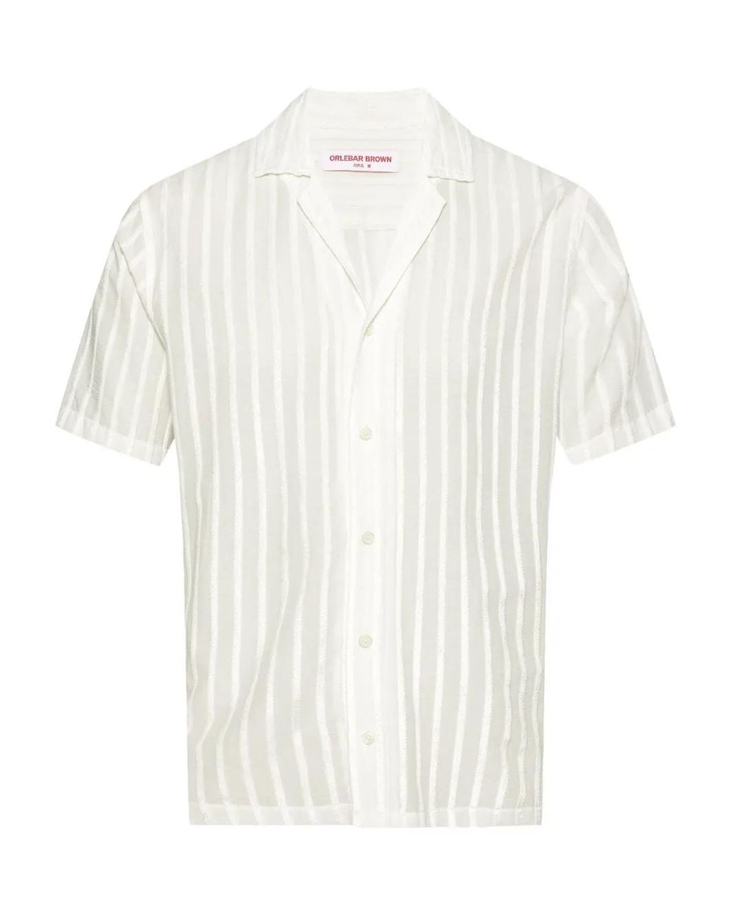 Orlebar Brown White Maitan Stripe Shirt for men