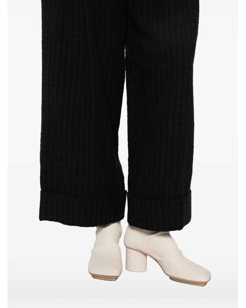SOH Black Houndstooth-Pattern Turn-Up Trousers