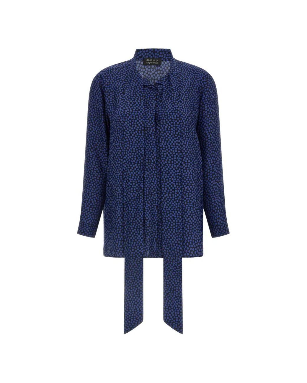 Gianluca Capannolo Blue Katherine Polka-Dot Silk Shirt