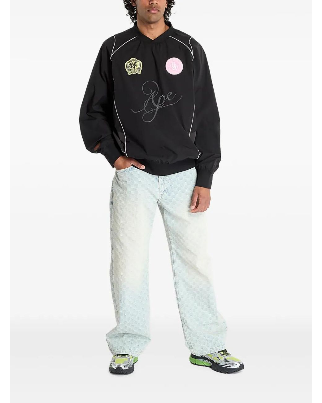 A Bathing Ape Black Multi-Patch Pullover