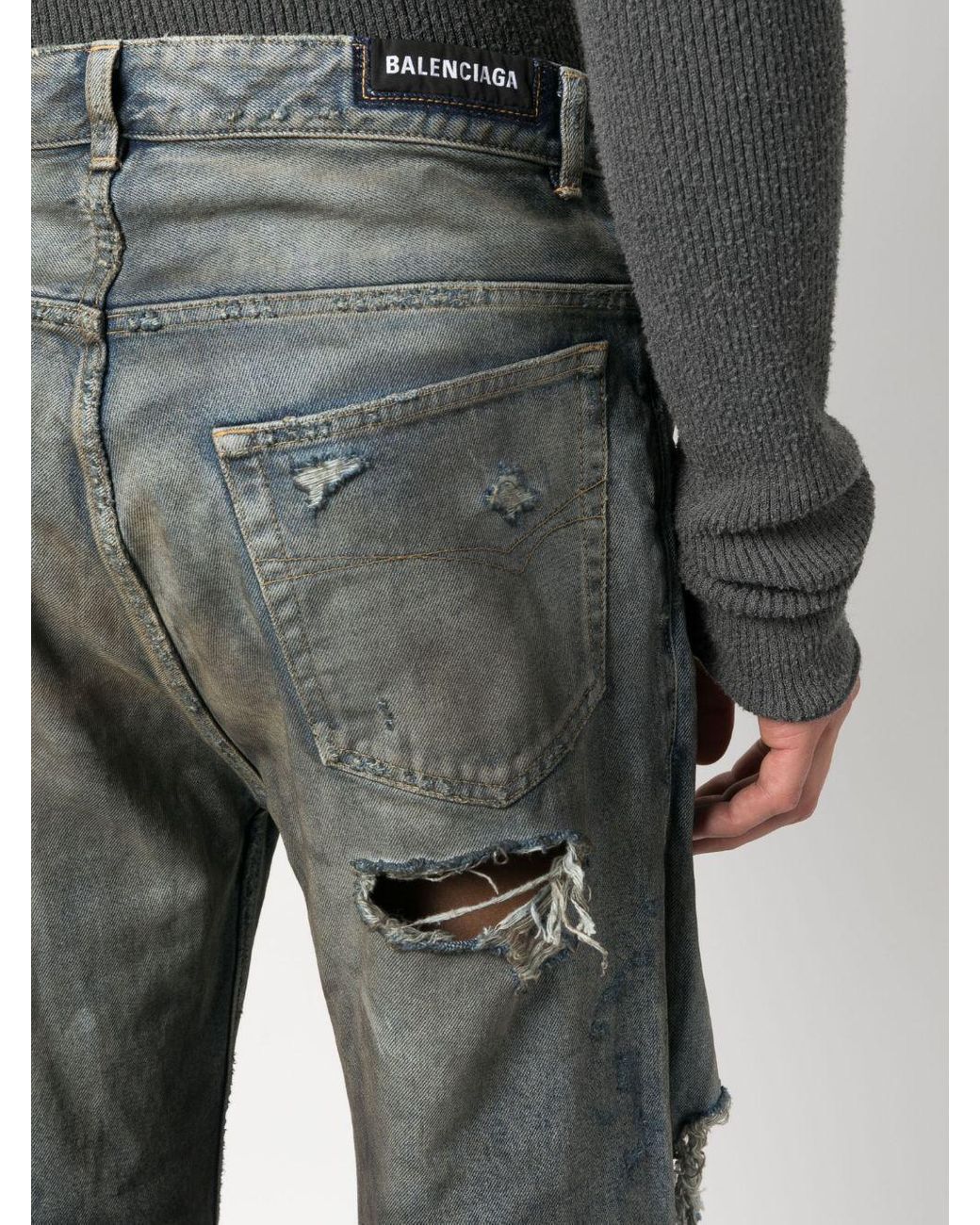 Balenciaga Ripped straight-leg Jeans - Farfetch