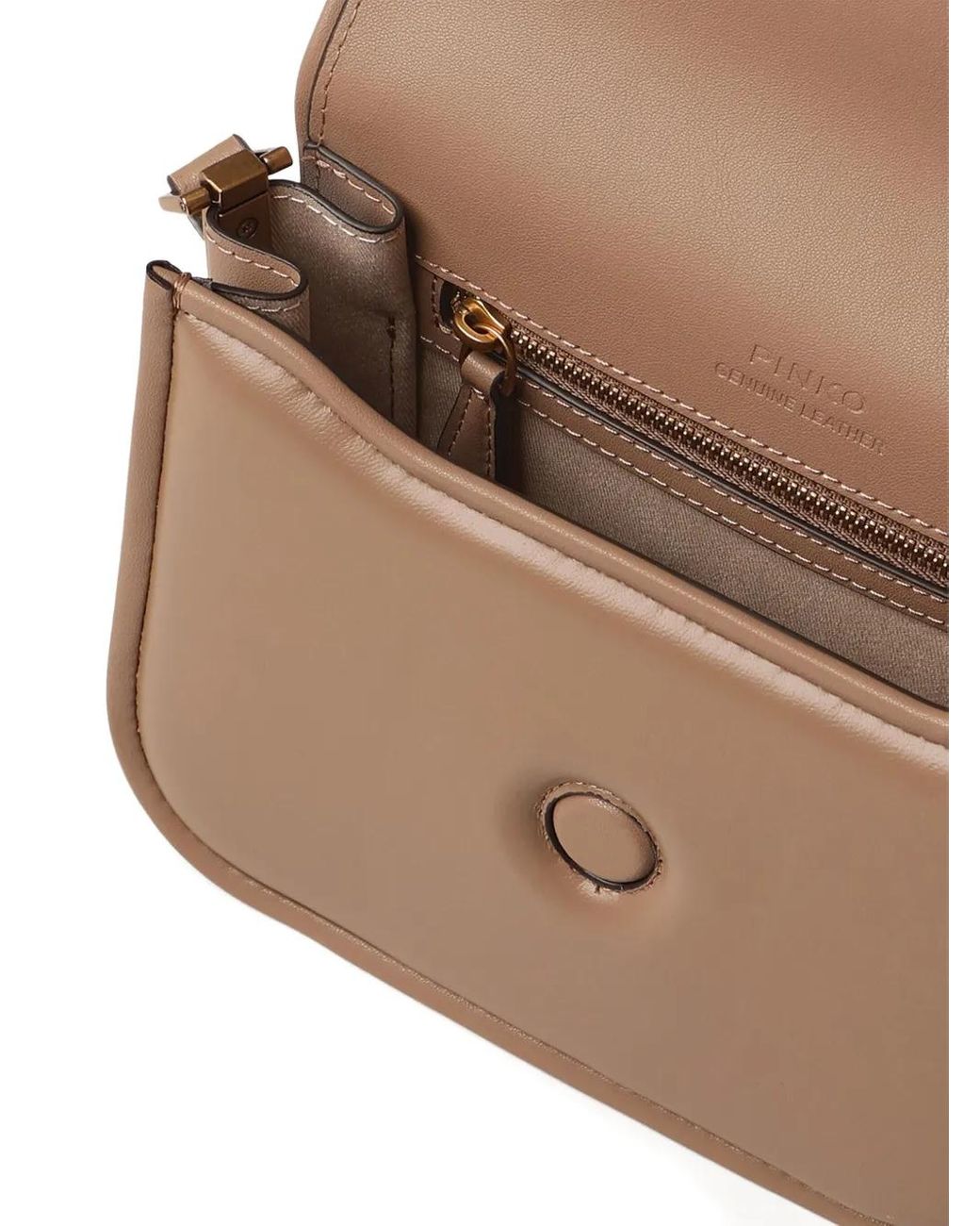 Pinko Brown Love Box Leather Shoulder Bag