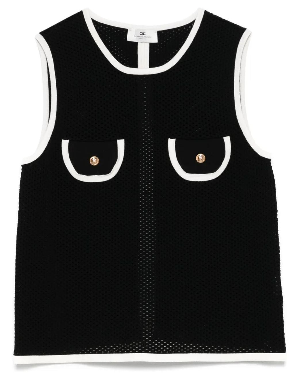 Elisabetta Franchi Black Open-Knit Tank Top