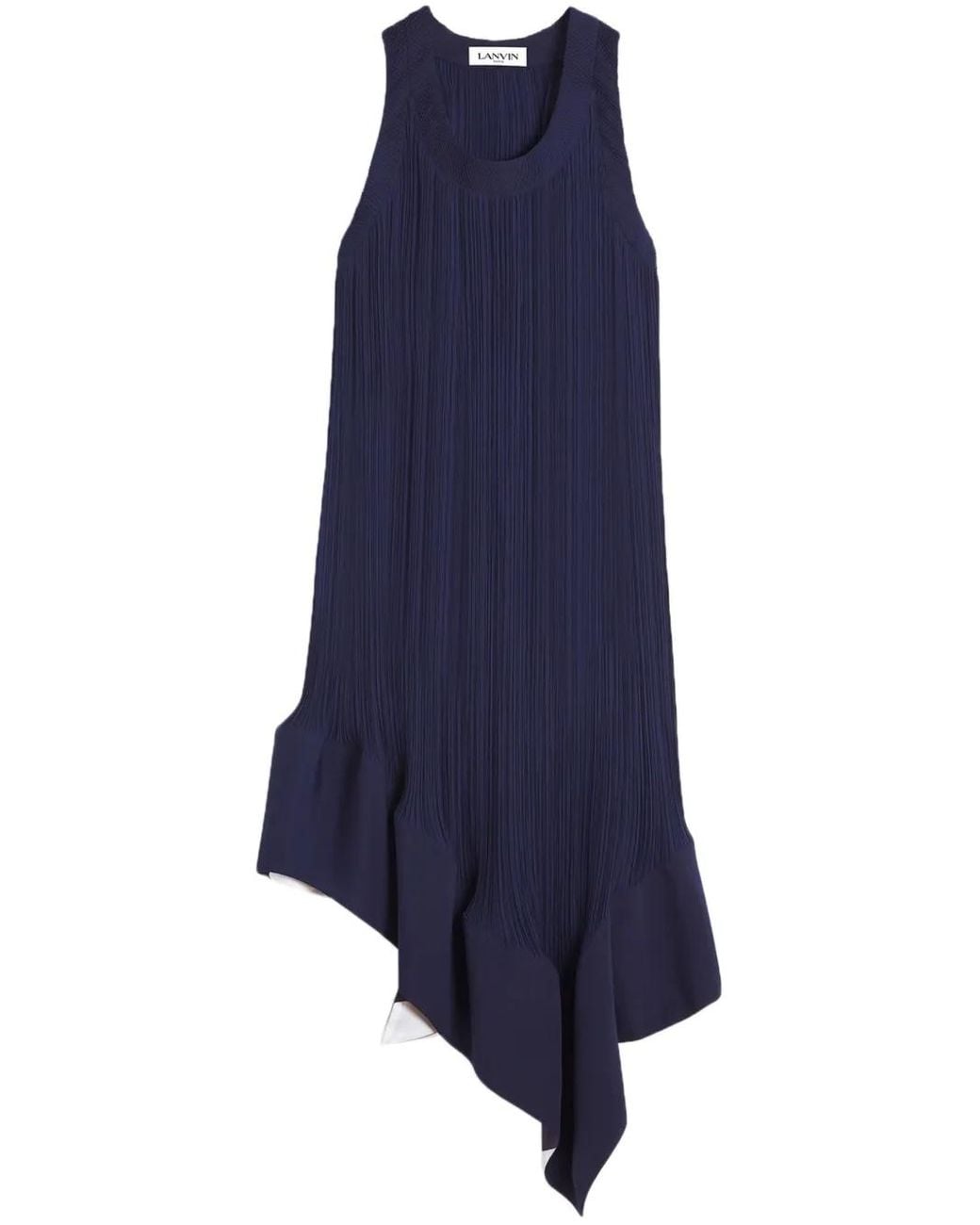 Lanvin Blue Pleated Midi Dress