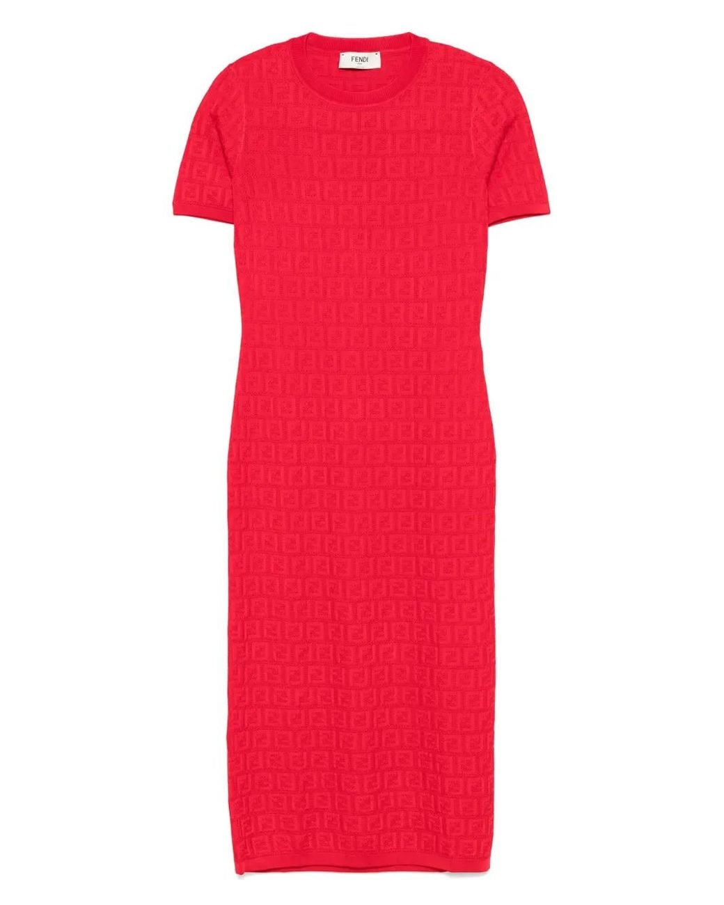 Fendi Red Ff Cotton And Viscose Dress