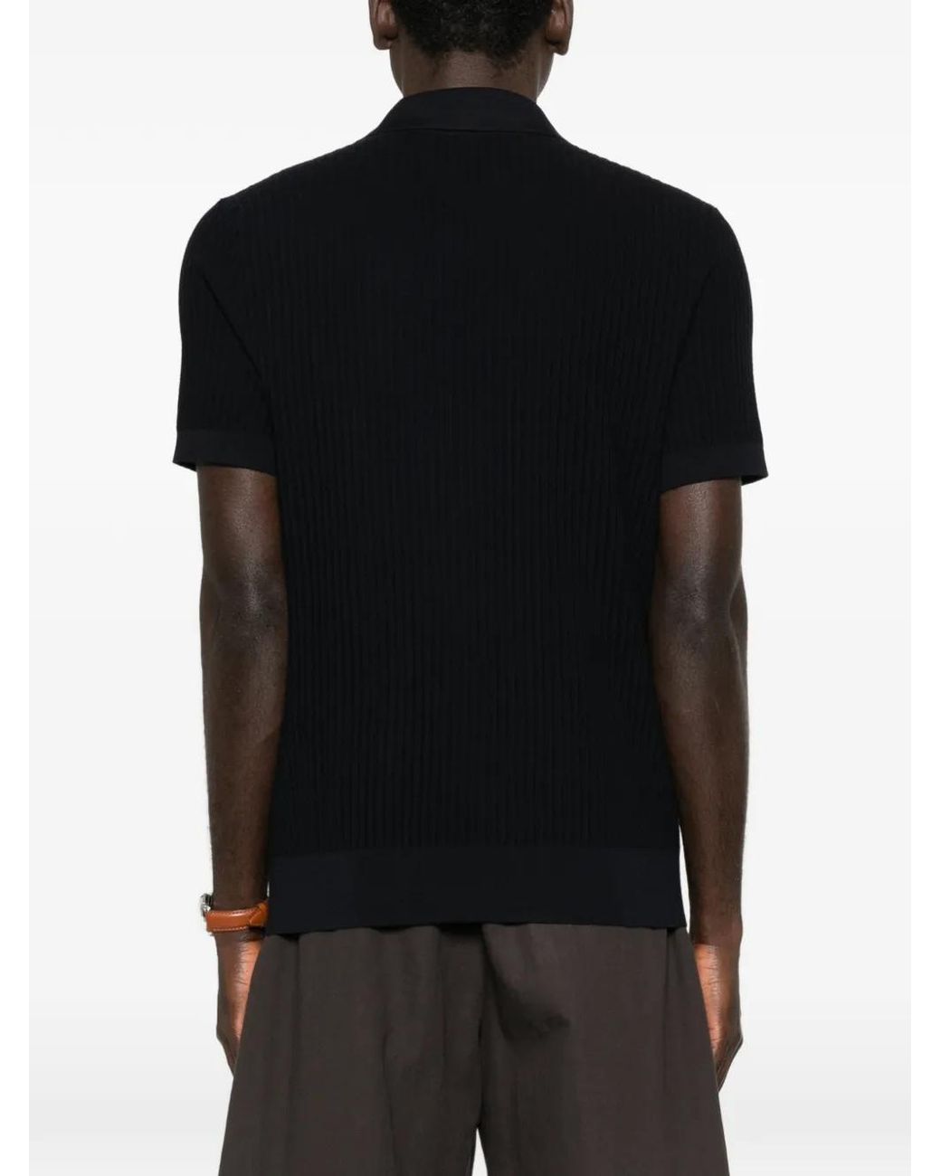 Brioni Geribbeld T-Shirt in het Black voor heren