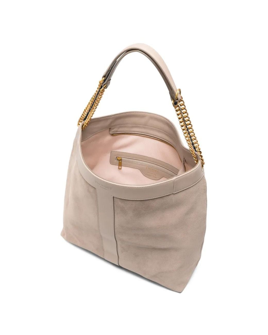 Twinset Gray Suede Panelled Shoulder Bag