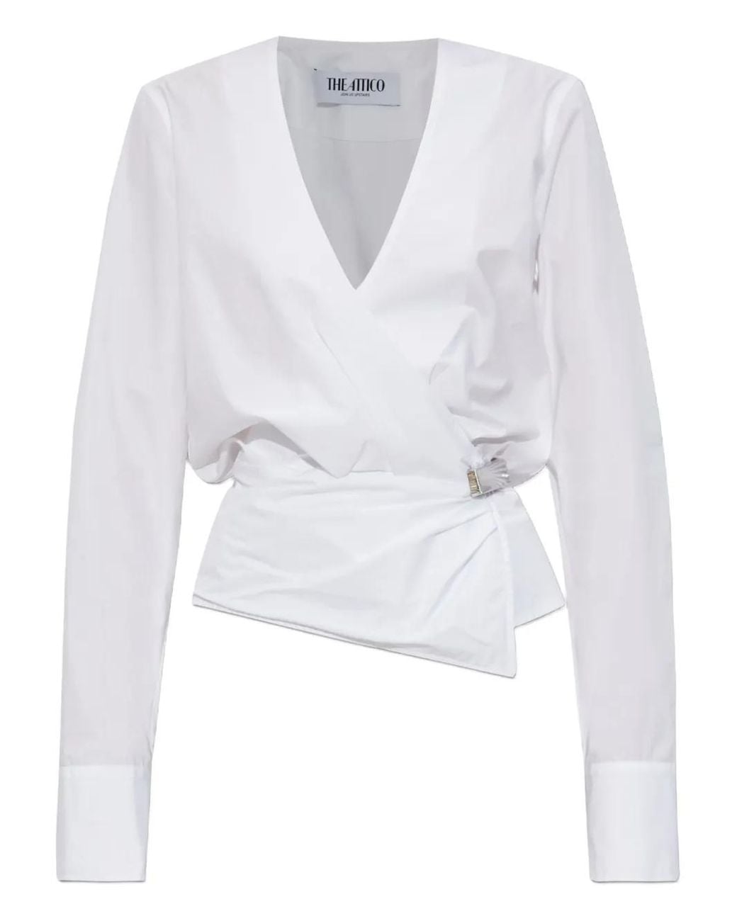 The Attico White Wrap-Design Blouse